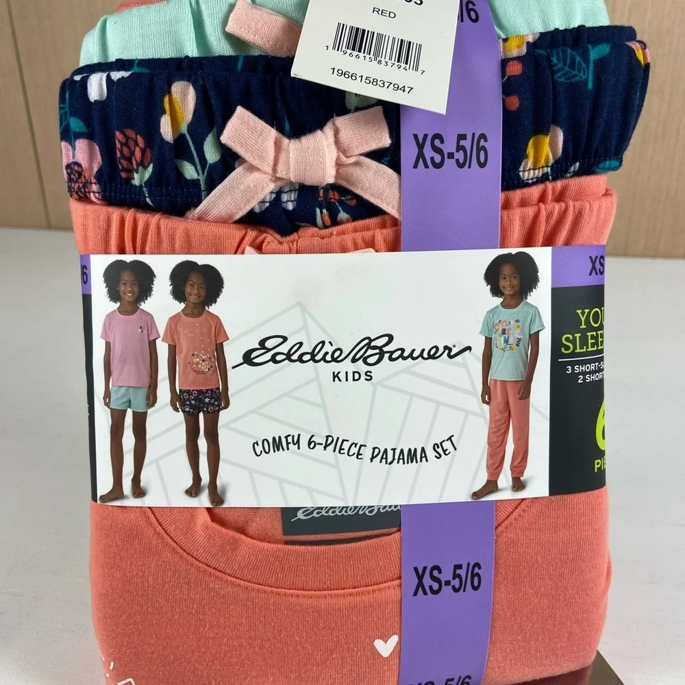 Eddie Bauer Kids 6-Piece Pajama Set - Red and Black